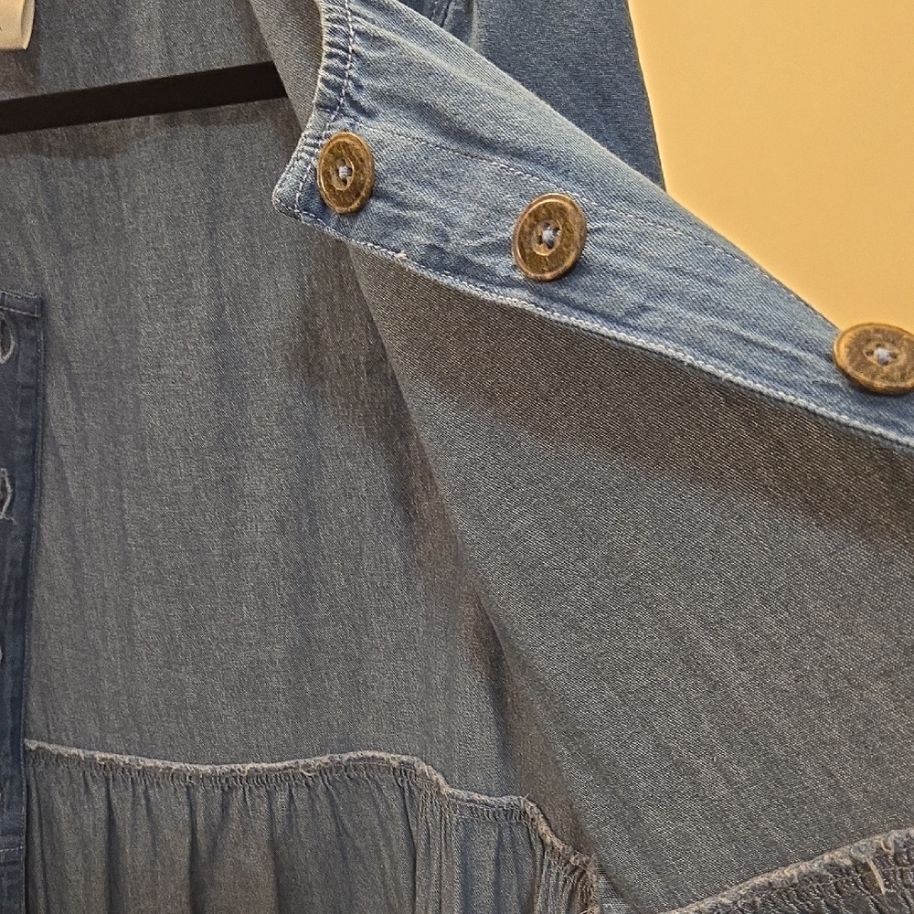 Vtg Blair Denim Blue Button-Down Maxi Dress Or Duster. B 20 W 20 H 28 Lgth 45. - Picture 11 of 12